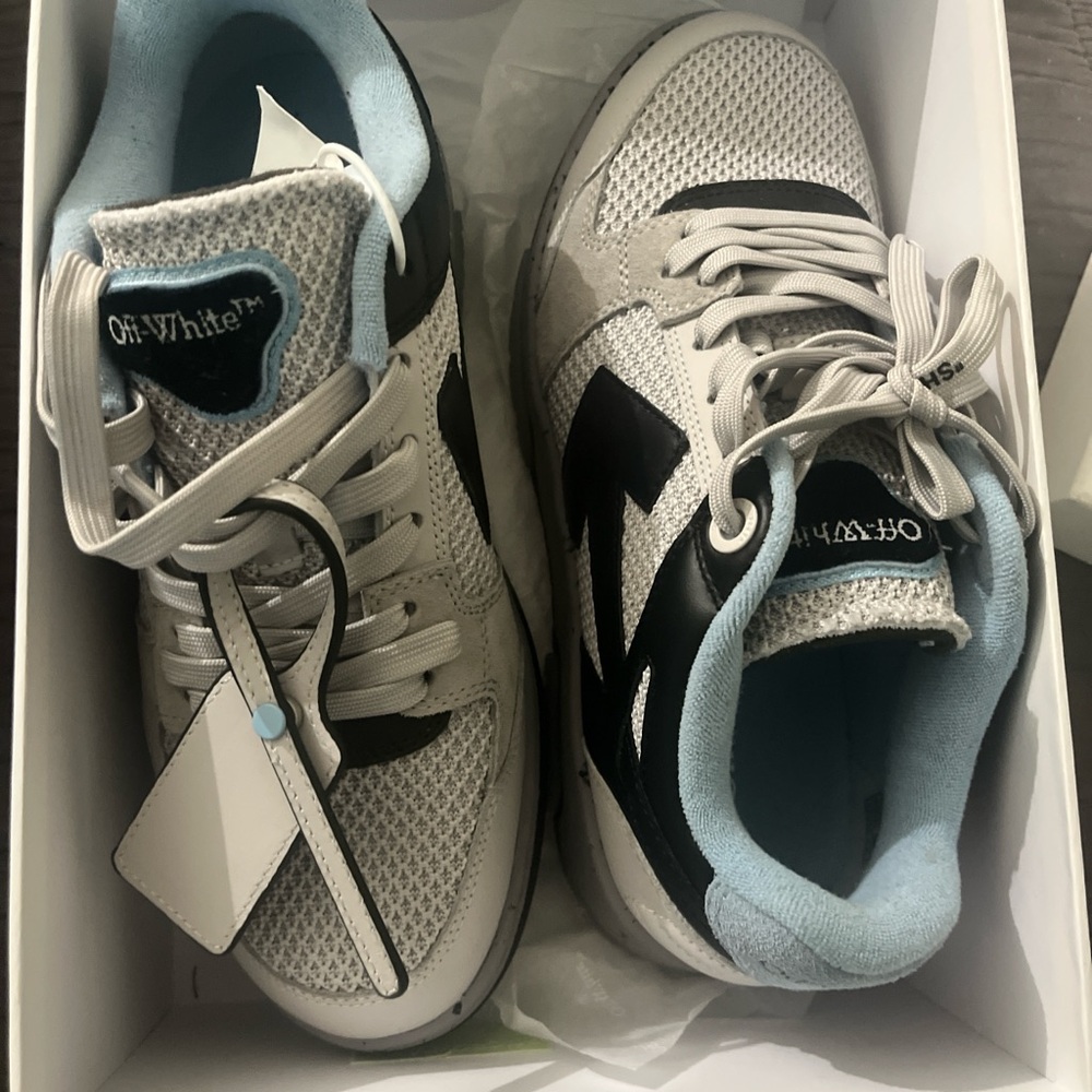 Off-White Sneakers - Black, White, and Light Blue